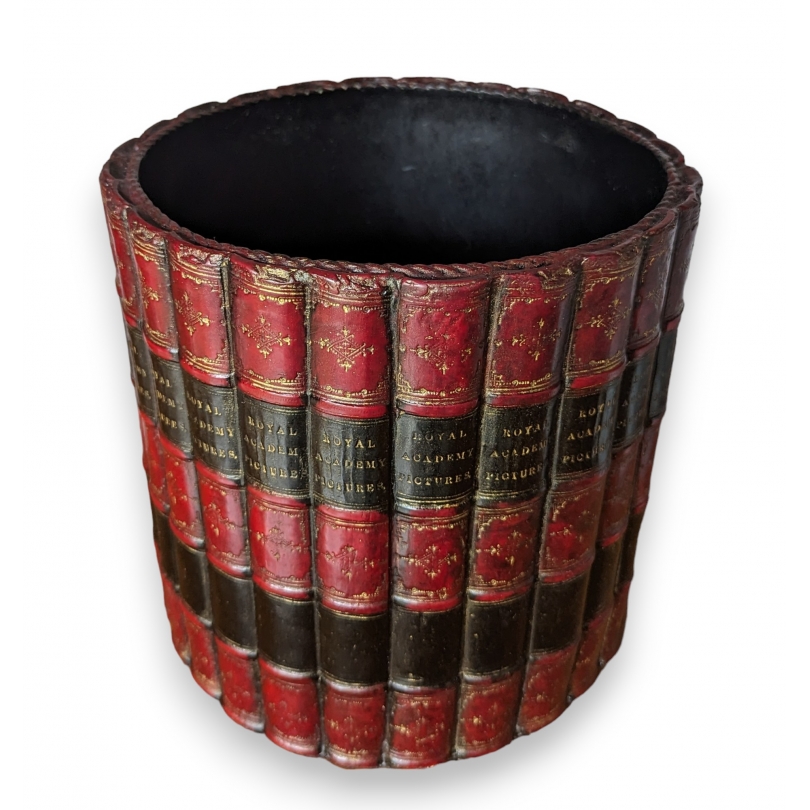 Corbeille à papier \"Faux-livres\" rouge