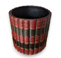 Corbeille à papier "Faux-livres" rouge