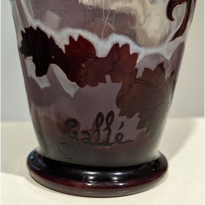 Large red ‘Fleurs’ vase, signed GALLÉ
