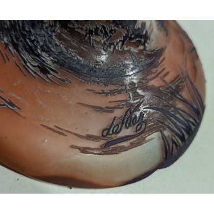 Lampe en verre Cygnes signée DE VEZ