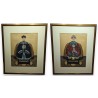 Paire de peintures sur soie \"Dignitaires\"