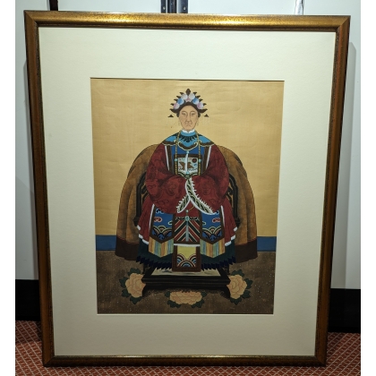 Paire de peintures sur soie \"Dignitaires\"