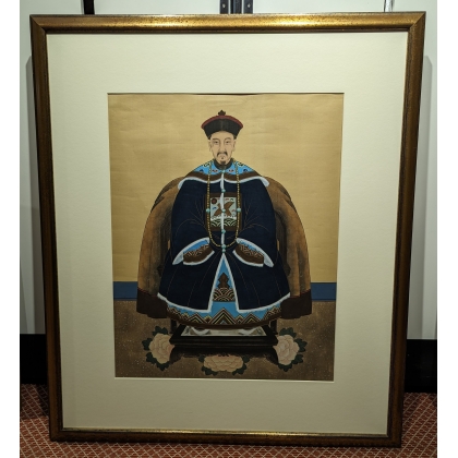 Paire de peintures sur soie \"Dignitaires\"