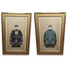 Paire de peintures sur soie \"Dignitaires\"