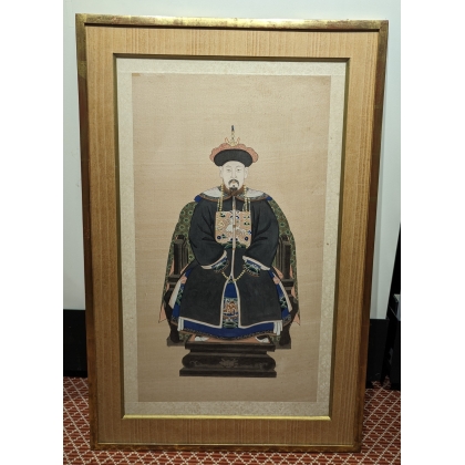 Paire de peintures sur soie \"Dignitaires\"