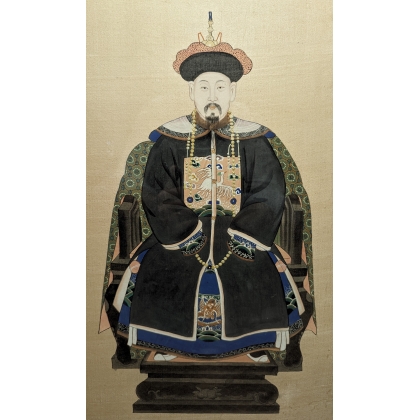 Paire de peintures sur soie \"Dignitaires\"