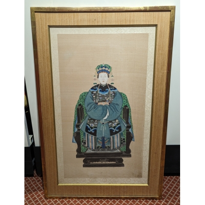 Paire de peintures sur soie \"Dignitaires\"