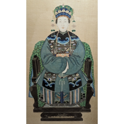 Paire de peintures sur soie \"Dignitaires\"