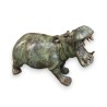Hippopotame en bronze patine vert et or