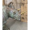Rhinocéros en bronze patine vert et or