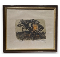Gravure "Biche et faon" signé Robert HAINARD