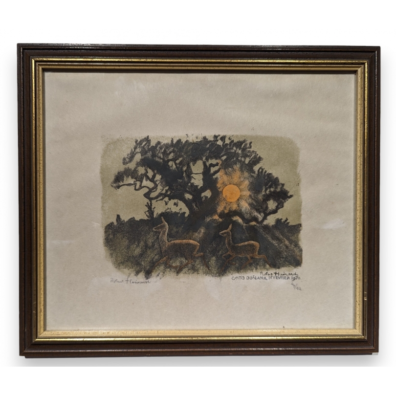Gravure "Biche et faon" signé Robert HAINARD