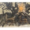 Gravure "Biche et faon" signé Robert HAINARD