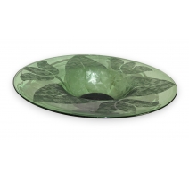 Plat en verre de Saint-Prex gravé de feuilles