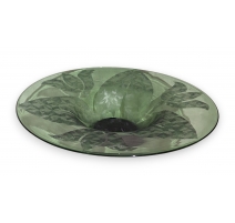 Plat en verre de Saint-Prex gravé de feuilles