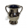Vase avec anses en verre de Saint-Prex argenté