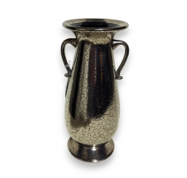Vase avec anses en verre de Saint-Prex argenté