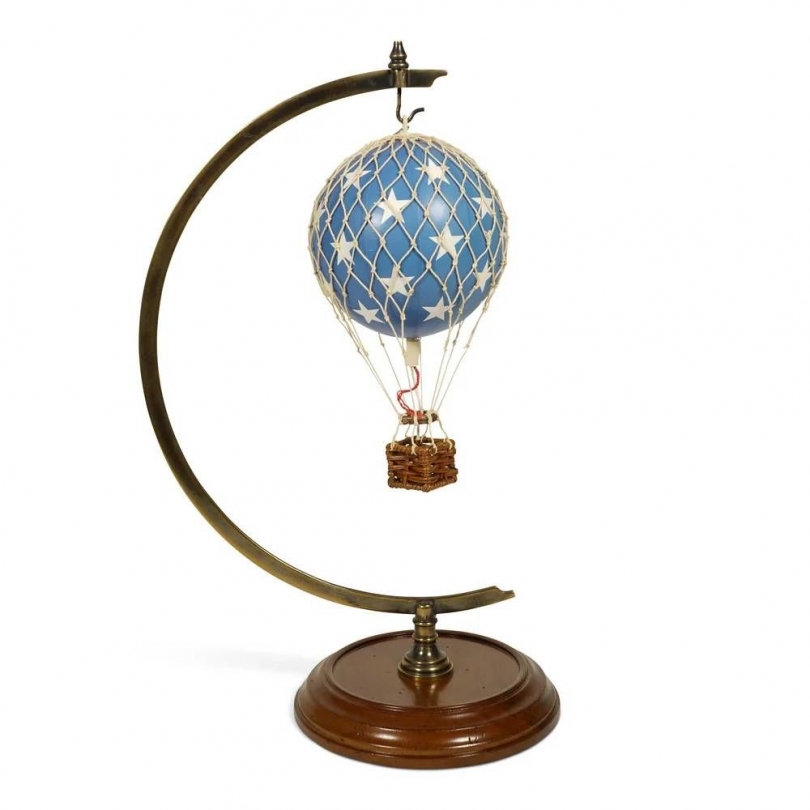 Patina-finished brass hot-air balloon stand