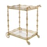 Brass serving trolley with two glass trays