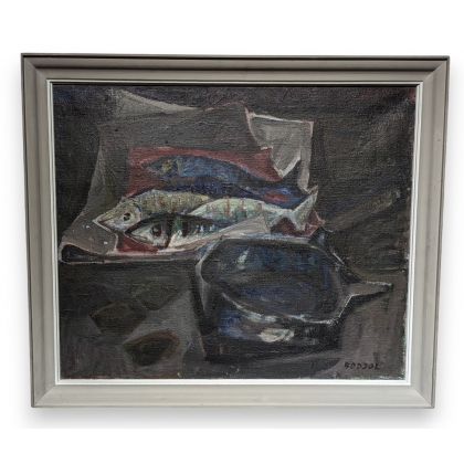 Tableau \"Poissons\" signé BODJOL