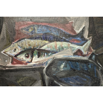 Tableau \"Poissons\" signé BODJOL