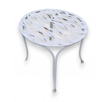 Tabouret en fer forgé blanc assise à croisillons