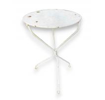 Guéridon rond en fer forgé blanc