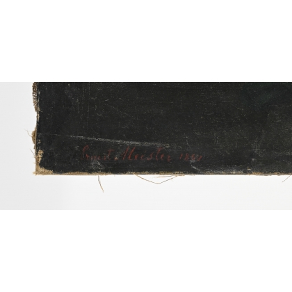 Tableau \"Officier de Lancier\" signé Ernest MEISTER
