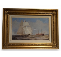 Huile sur carton "Marine"