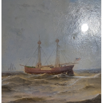 Paintings | Oil on cardboard "Seascape" Moinat SA  - Antiques and home décor