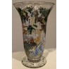 Chasse enamelled glass vase, signed CIRERA