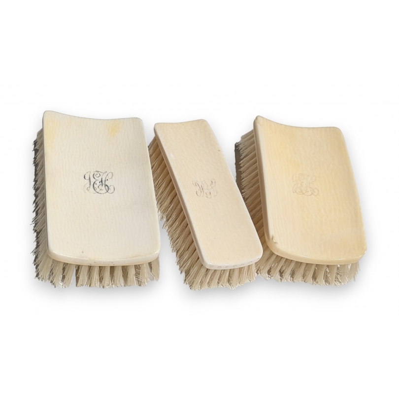 Set of 3 JEH ivory brushes