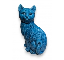 Chat en porcelaine turquoise