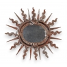 Miroir soleil ovale en bois argenté