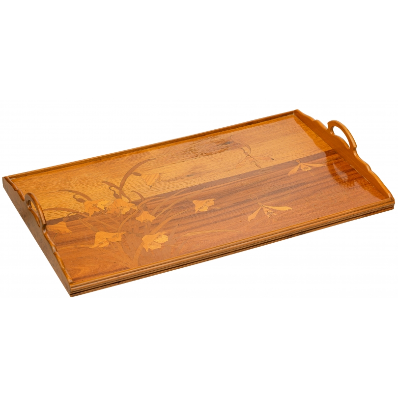 Crocus inlaid tray, signed GALLÉ