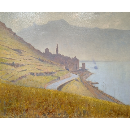 Tableau \"St-Saphorin\" signé J. GACHET