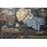 Tableau \"Femme au tricot\" de Pierre MONAY
