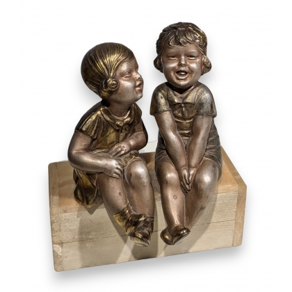 Statue \"Deux filles\" en régule d\'après CHIPARUS