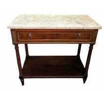 Console Directoire en acajou dessus marbre blanc