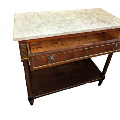 Console Directoire en acajou dessus marbre blanc