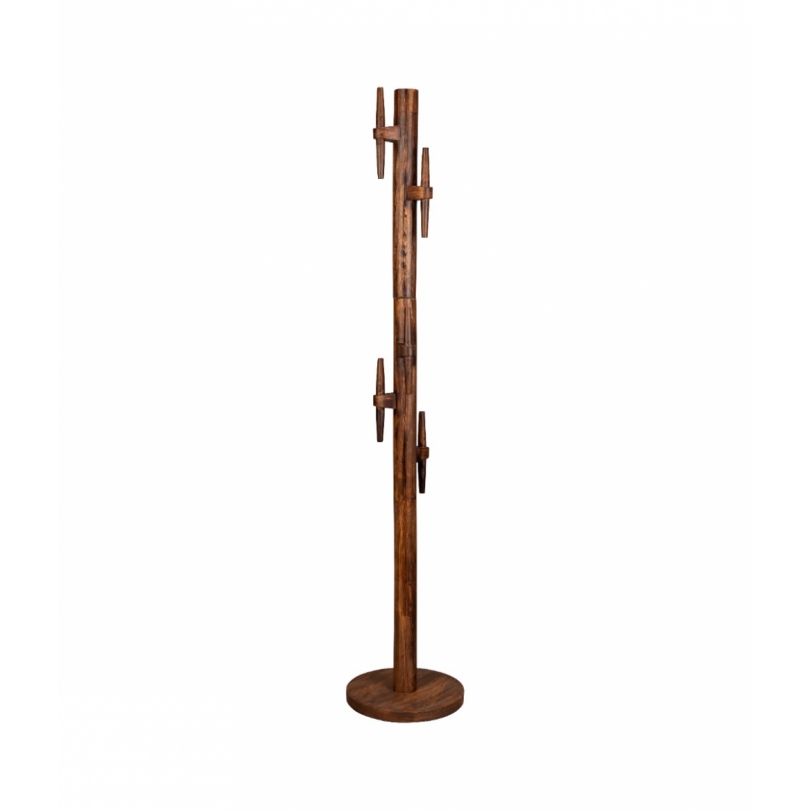 JAKUB coat rack in walnut-stained mango wood