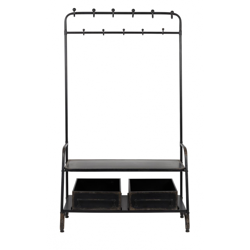 LUCIUS coat rack with bench and drawers