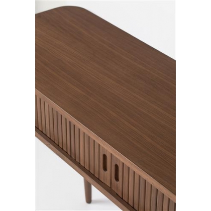 "BARBIER" console table with drop-leaf top in dark ash