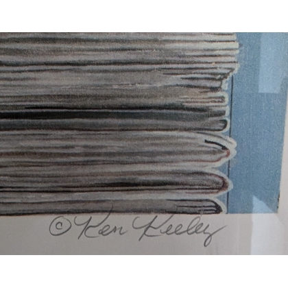 Lithograph "Newsstand 1993", signed by Ken KEELEY