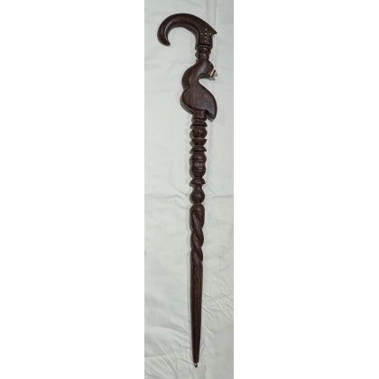 Canne corbin en bois sculpté Perroquet