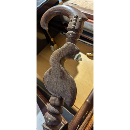 Canne corbin en bois sculpté Perroquet