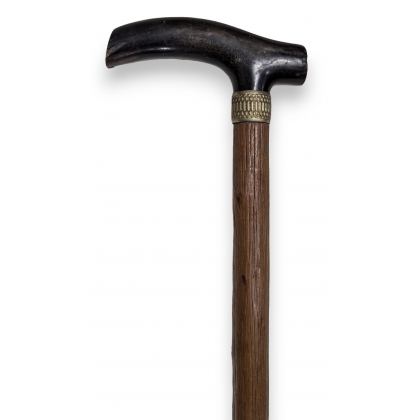 Walking stick with a black horn handle