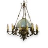 Chandelier with green glass globe at  Moinat SA  - Antiques and home décor