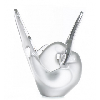 Glass sculpture ‘Two Doves’, signed LALIQUE