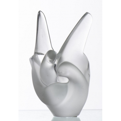 Sculpture en verre "Deux colombes" Signé LALIQUE